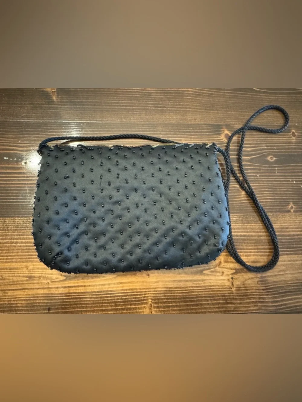 Vintage Gatsby Style Black Evening Bag with Black and Copper‎ Beading
